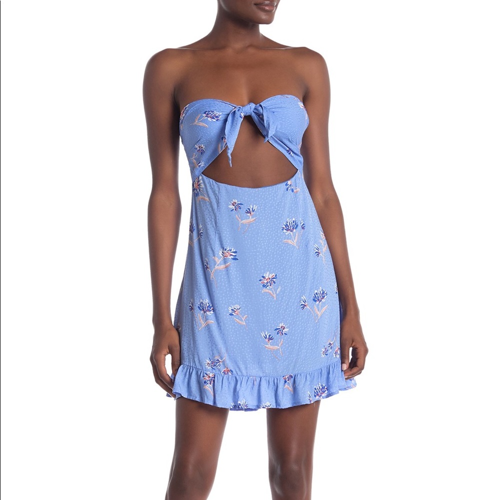 Strapless cutout floral mini dress!